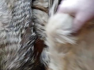 Handjob with fur