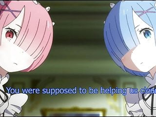 Gang. Rem and Ram Joi. Hentai