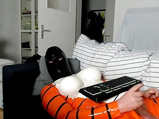 Webcam stream in my latex tiger suit.