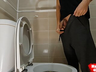 Boy pissing with uncircumcised cock and big balls