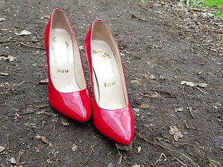 Cumonheels&#039;s wife&#039;s red heels following me