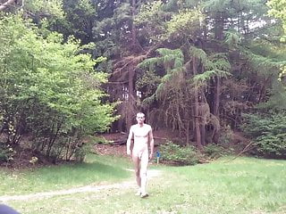 Naked in the forrest.