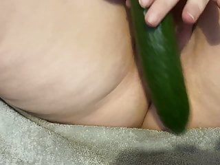 Nice a big cucumber in my tight pussy 