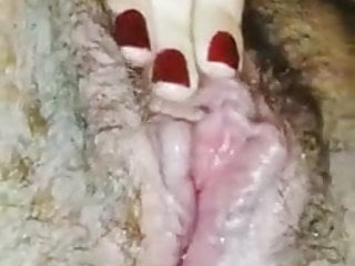 Hairy pussy squirt with anal plug