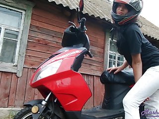 Girl In Helmet Jerks Pussy To Orgasm On Stepbrother&rsquo;s Motorcyclye