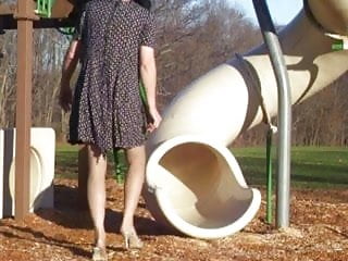 Crossdresser at park