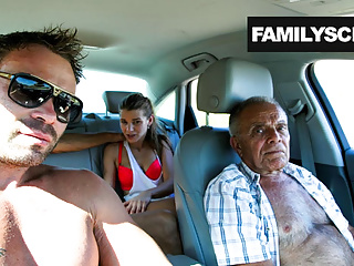 Street Slut Fucking with Grandpa, Step Son and Uncle  