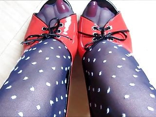 sexy red toenails in black nylon