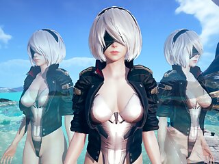 AI Shoujo - 2B visiting Fantasy Island &amp; came 8 times in 10 mins realistic 3D sex multiple orgasms UNCENSORED