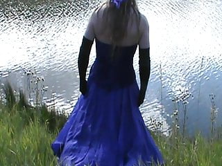 wet purple halter dress