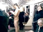 Two naked guys in Moscow metro