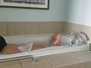 Chubby stepdaughter in hot tub
