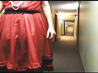 Sissy ray in hotel corridor in...