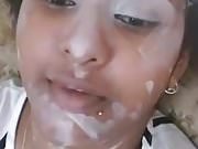 Sexy girl have sperm on her face doing selfie.mp40b
