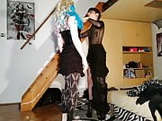 Goth dominatrix feminizes her cd sissy slave with women’s clothes pt2