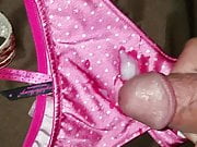 Unloading on a new satin thong I just got 