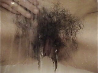 Shower, Brunette, Mature, Hairy Pussy