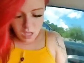 t girl playing in car