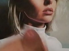 Cumshot on hot blonde with sexy face