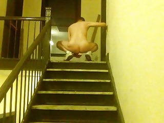 Fucking myself in stairway...