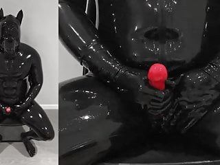 Latex Puppy Wanks And Cums. Its New Rubbber Reality For Him