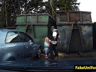 Blonde uk slut pussyfucked by cop outside