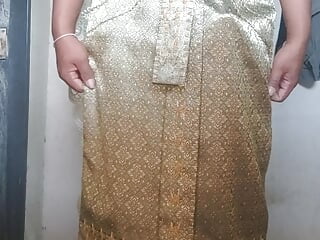 Crossdresser Wear Thai dress and masturbate