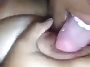 Girl sucking her own titty