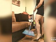 SWEEPING IN MINI DRESS AND STILETTO HIGH HEELS