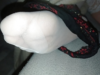 Stockings Footjob And Cum On Pussy