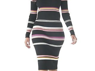 Striped Long Sleeve Round Neck Sweater Dress