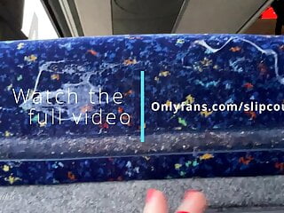  video: Handjob in public bus and whipped of cum on seat - risky :PP