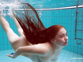 Hot naked girls underwater pool...