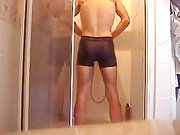 me in shower with lycra undie, part 2