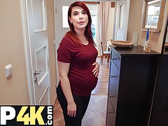 DEBT4k. Bank agent gives pregnant MILF delay in exchange for quick sex