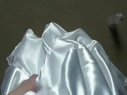 playing oil cock in my White Wedding Satindress