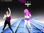 2girls1game dancing bouncing tits