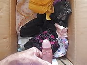 handjob & cumshot in lingerie box .