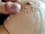 Stepmom and her breasts sprayed with cum.2