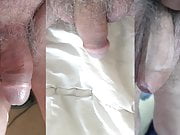 triple view of uncut semi hard cock, waggling to All Saints