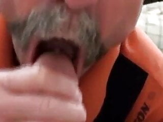 Mustached daddy blowjob cum...