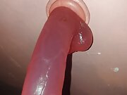 My super big dildo and my wet pussy combine