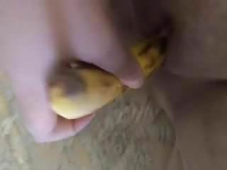 18 Year Old, Female Masturbation, Banana, In Pussy