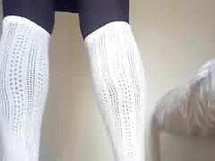 White socks and black tights 