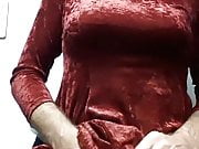 in velvet dress