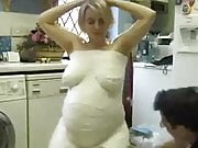 Gorgeous Pregnant Blonde Milf Wife getting Belly Cast
