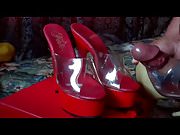 cum on red sexy platforms heels