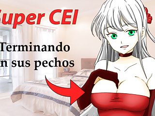 Spanish Super Cei Hentai. Limpiando El Semen De Sus Pechos