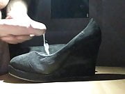 Cum on black wedge ( Two point Of view)