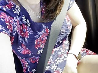 Spreading Legs &amp; Showing Off Pussy While Driving